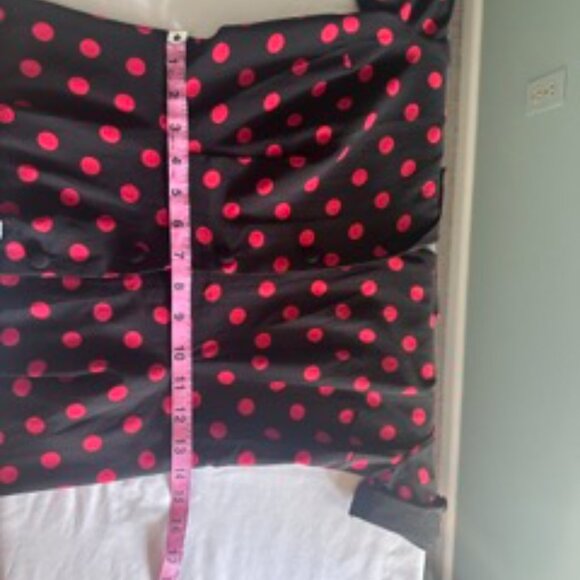 Unique Vintage Black & Red Polka Dot Alexis Shirtdress - Picture 3 of 3